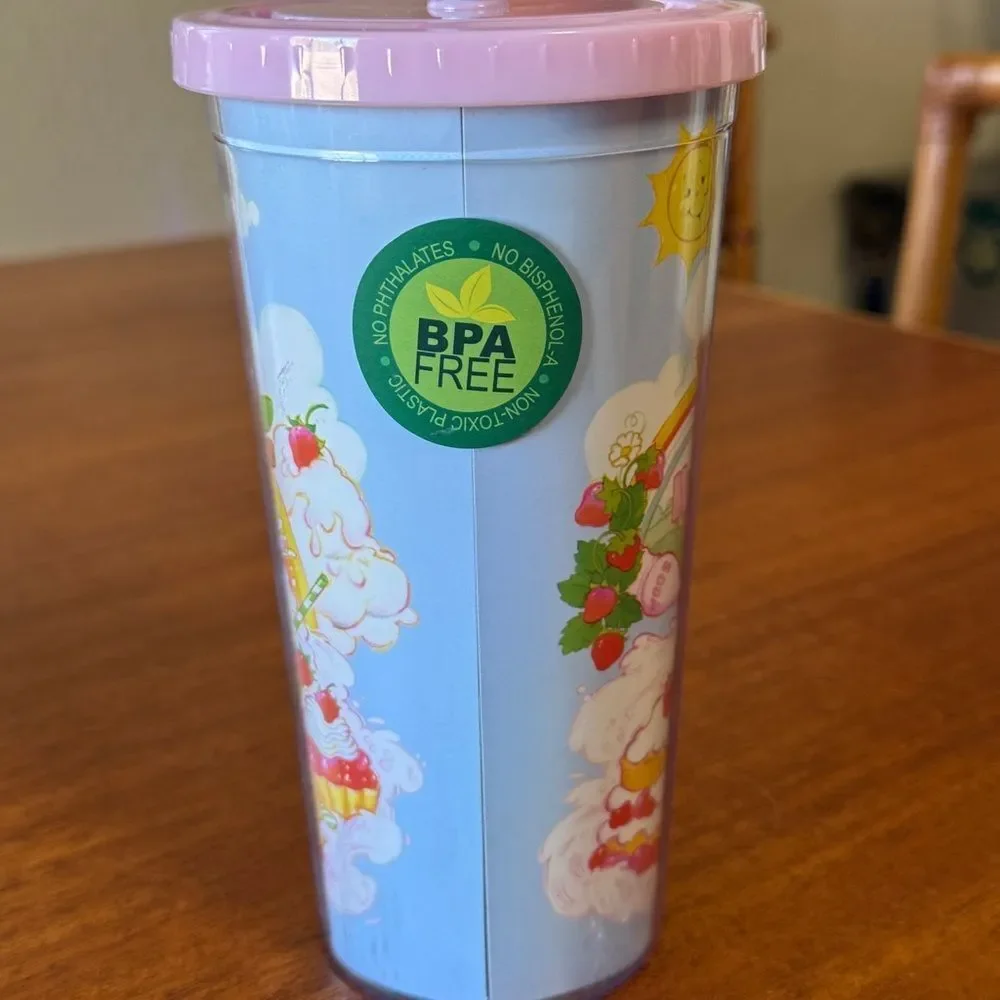 Mad Engine 24 Oz. Strawberry Shortcake Tumbler Rainbow Ice Cream Pink Straw